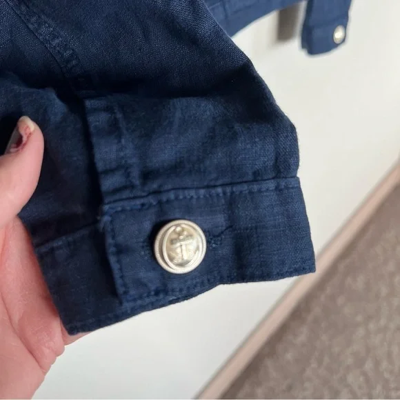 L’AGENCE Celine Slim Femme Jacket Marine Navy Blue Linen Casual Women’s Small - Picture 7 of 12